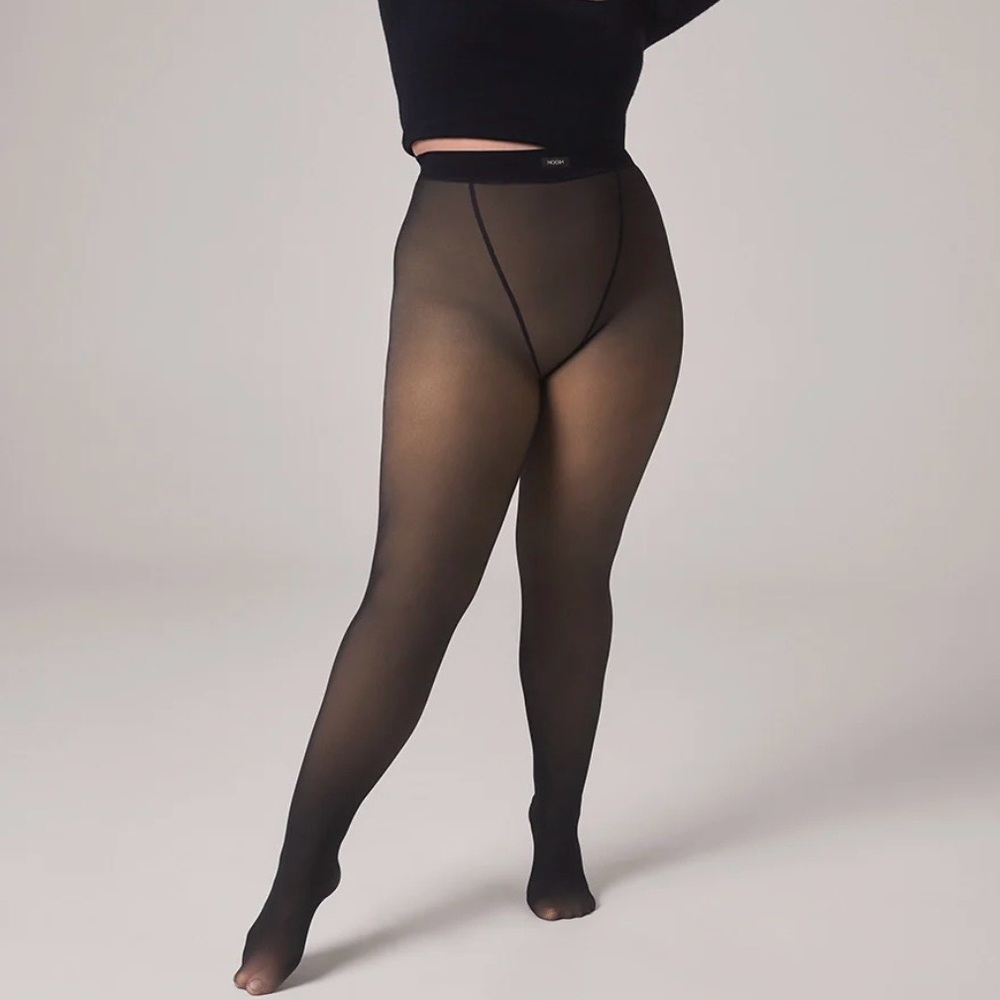 Noosh Fleece-lined, Sheer Black Tights